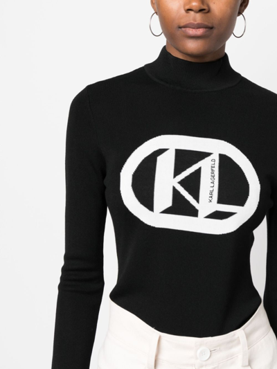 Shop Karl Lagerfeld Logo-jacquard Jumper In Black