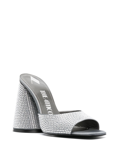 Shop Attico Luz 105mm Crystal Mules In Grey