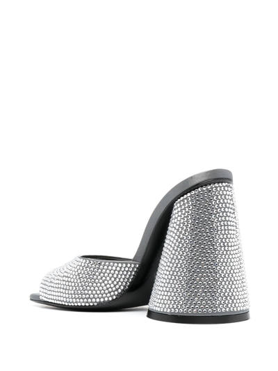 Shop Attico Luz 105mm Crystal Mules In Grey