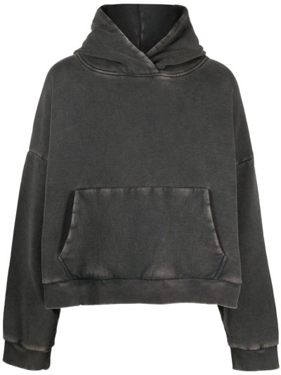 Shop Entire Studios Washed Drop-shoulder Hoodie In Black
