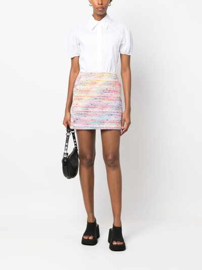 Shop Karl Lagerfeld Intarsia-knit High-waist Skirt In Pink