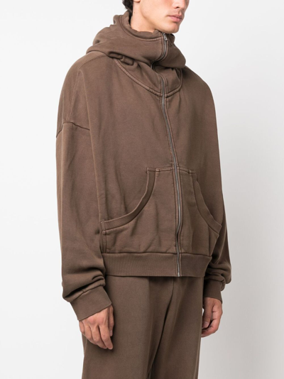 Entire Studios High-neck Zip-fastening Hoodie In Brown