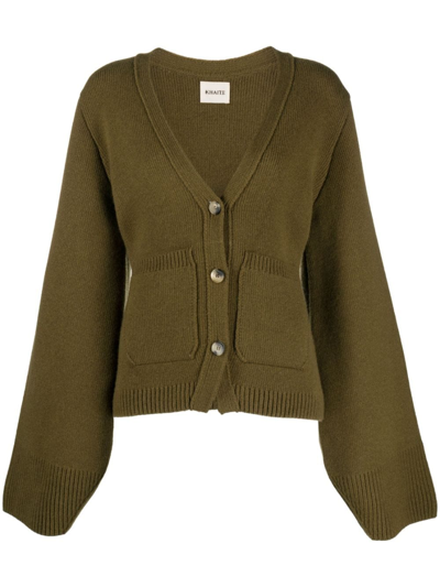 Shop Khaite Scarlet Wide-sleeves Knit Cardigan In Green