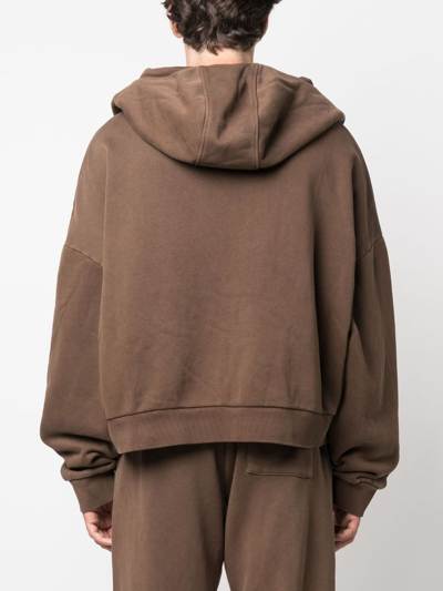 Entire Studios High-neck Zip-fastening Hoodie In Brown