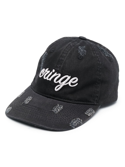Shop Gcds Cringe Embroidered Baseball Hat In Black