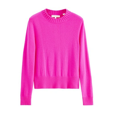 Shop Chinti & Parker Wool-cashmere Cropped Sweater In Hotpink