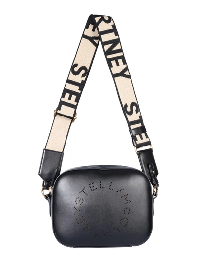 Shop Stella Mccartney Mini Camera Bag With Logo In Nero
