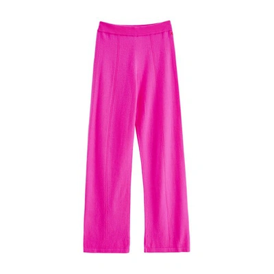 Shop Chinti & Parker Wool-cashmere Wide-leg Track Pants In Hotpink