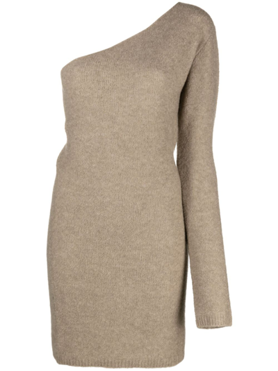 Shop Lisa Yang Neutral One-sleeve Cashmere Mini Dress In Neutrals