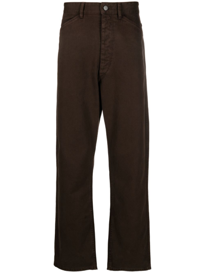 Shop Lemaire Brown Curved Straight Leg Jeans