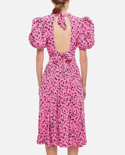 Shop Rotate Birger Christensen Midi Noon Viscose Jacquard Midi Dress In Pink