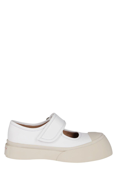 Shop Marni Pablo Touch Strap Low Top Sneakers In Bianco