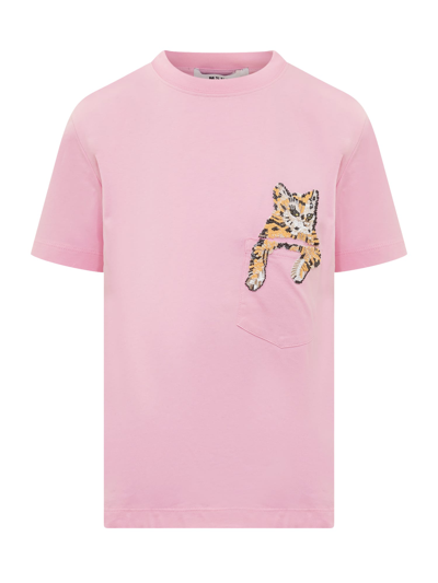 Shop Msgm Crewneck T-shirt In Pink