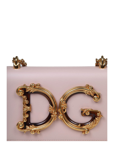 Shop Dolce & Gabbana Dg Girls Shoulder Bag In Powder Color Nappa