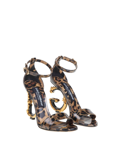 Shop Dolce & Gabbana Sandal In Glossy Calfskin With Spotted Print In Leo