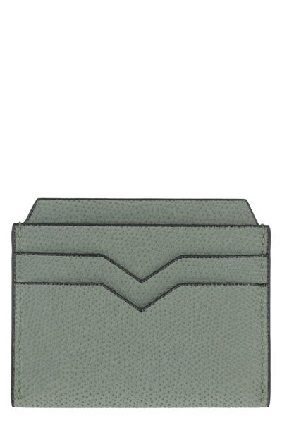 Shop Valextra Leather Card Holder In Green
