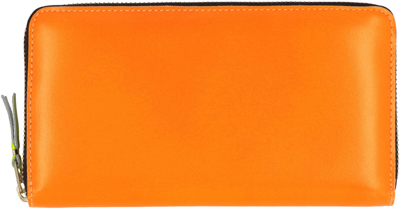 Shop Comme Des Garçons Leather Zip Around Wallet In Orange