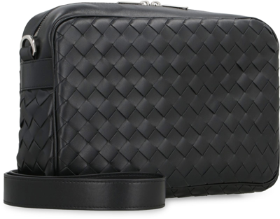 Shop Bottega Veneta Leather Camera Bag In Black
