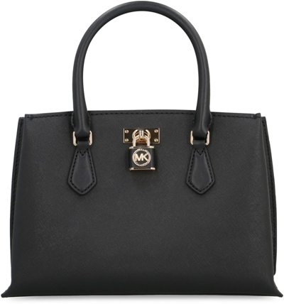 Shop Michael Michael Kors Ruby Leather Handbag In Black
