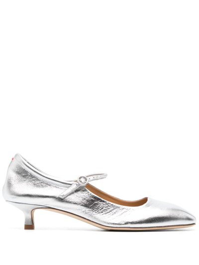 Shop Aeyde Ines Laminated Nappa Leather Silver
