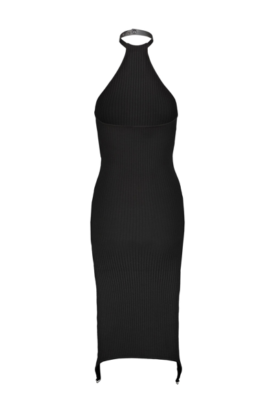 Shop Courrèges Rib Knit Suspenders Dress In Black