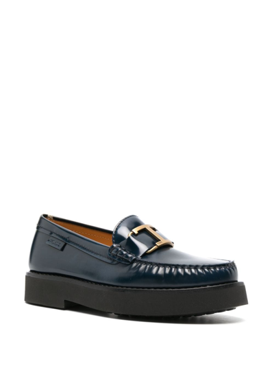 Shop Tod's 54k Loafers In Navy Blue