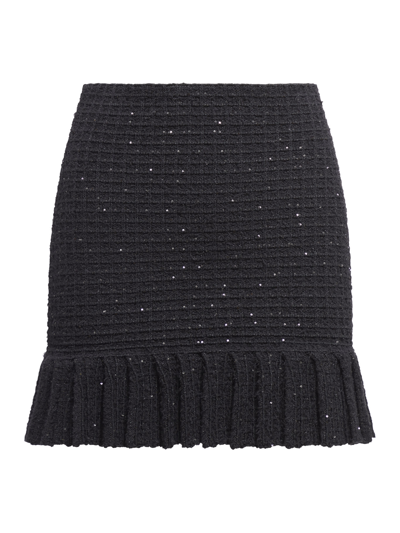 Shop Self-portrait Black Sequin Textured Knit Skirt