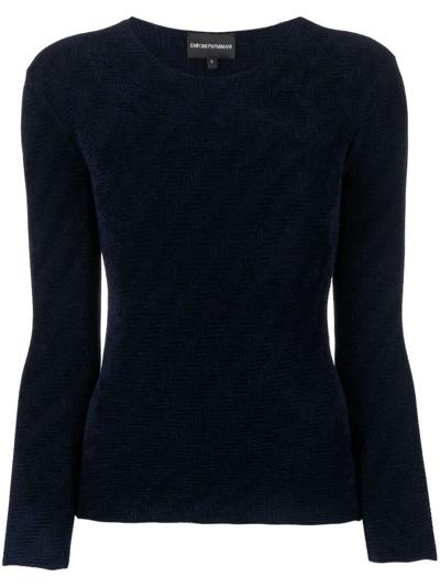 Shop Emporio Armani Crew Neck Sweater In Dark Blue