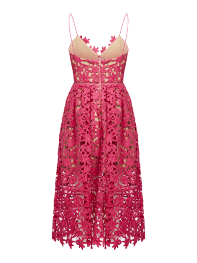 Shop Self-portrait Magenta Azaelea Midi Dress In Pink