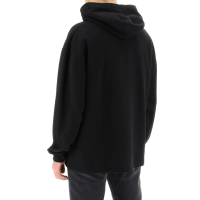 Versace Hooded Cotton Logo Sweatshirt In Black