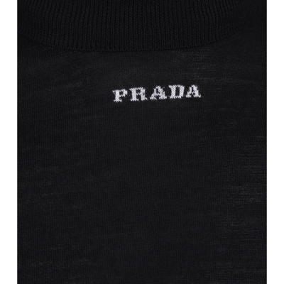 Shop Prada Wool Logo Sweater In Black