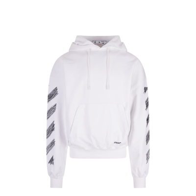 Shop Off-white Scribble Diag Hood Sweatshirt In White