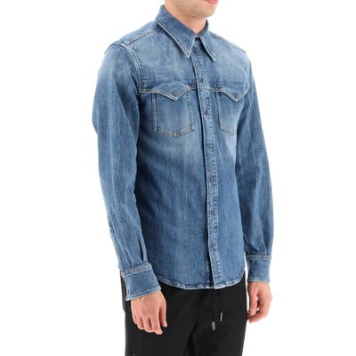 Shop Dolce & Gabbana Cotton Denim Shirt In Blue