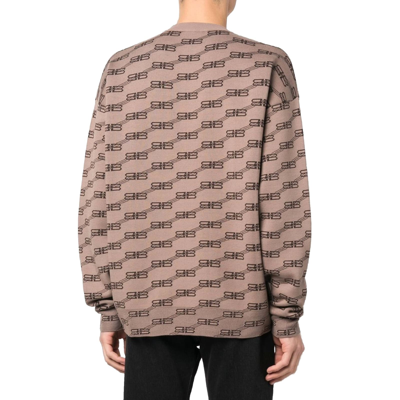 Shop Balenciaga Logo Sweater In Brown