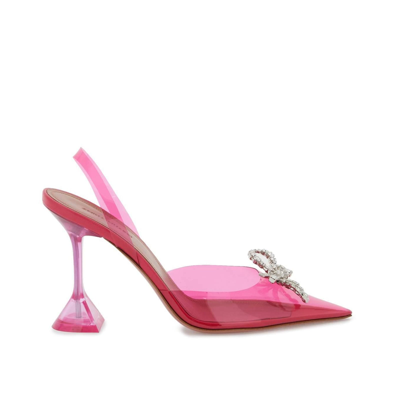 Shop Amina Muaddi Rosie Glass Slingback Pumps In Pink