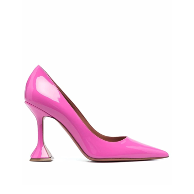 Shop Amina Muaddi Ami Patent Leather Pumps In Pink