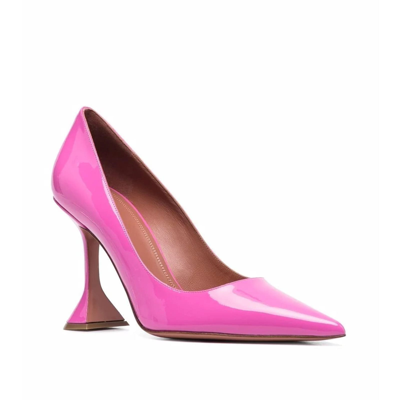 Shop Amina Muaddi Ami Patent Leather Pumps In Pink