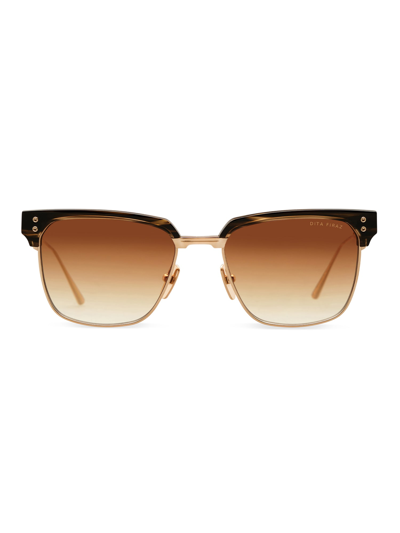 Shop Dita Dts431/a/03 Firaz Sunglasses In White Gold_ Balsamic Oliv
