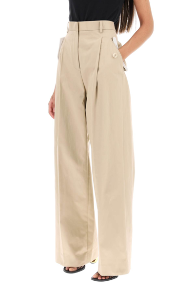 Shop Lanvin Wide Leg Gabardine Pants In Beige (beige)