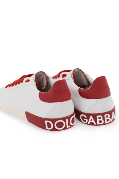 Shop Dolce & Gabbana Portofino Sneakers In Bianco Rosso (white)