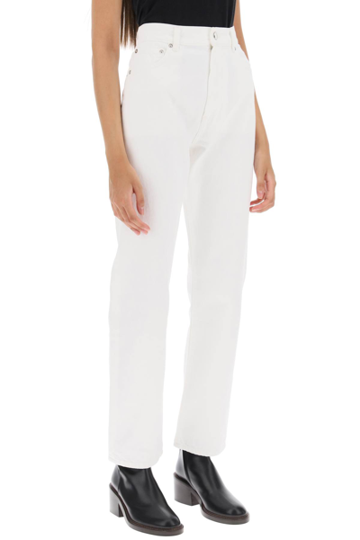 Shop Loulou Studio Cropped Straight Cut Jeans In Ivory (white)