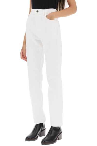 Shop Loulou Studio Cropped Straight Cut Jeans In Ivory (white)