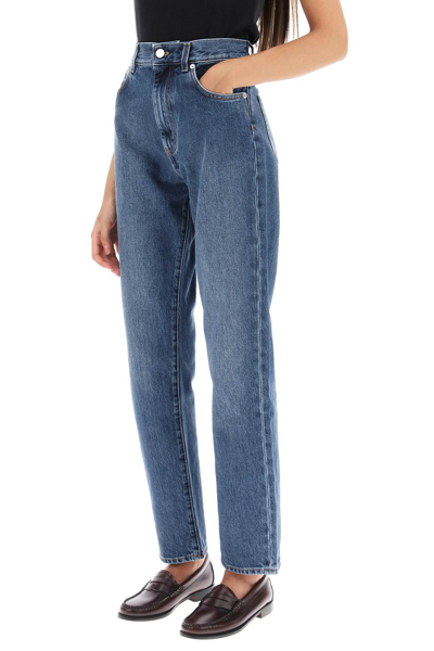 Shop Loulou Studio Cropped Straight Cut Jeans In Washed Blue (blue)