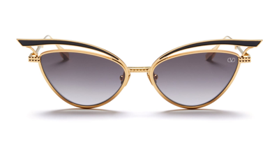 Shop Valentino Glassliner - Gold / Black Sunglasses In Black/gold