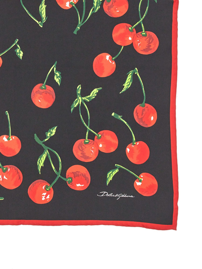 Shop Dolce & Gabbana Cherry Print Scarf In Nero