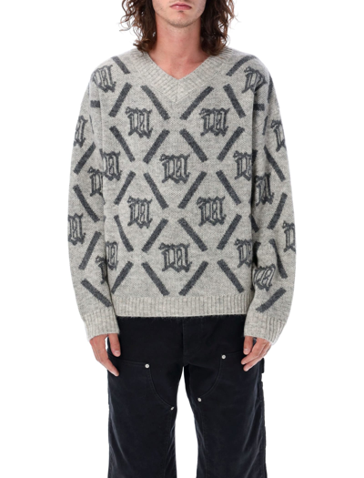 Shop Misbhv Argyle Knit Sweater In Perfect Grey