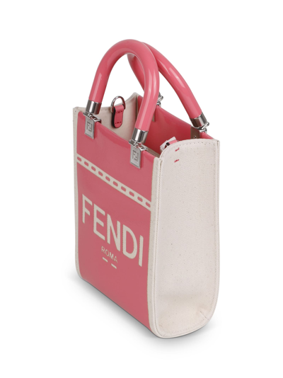 Shop Fendi Sunshine Mini Bag In Canvas And Patent Leather