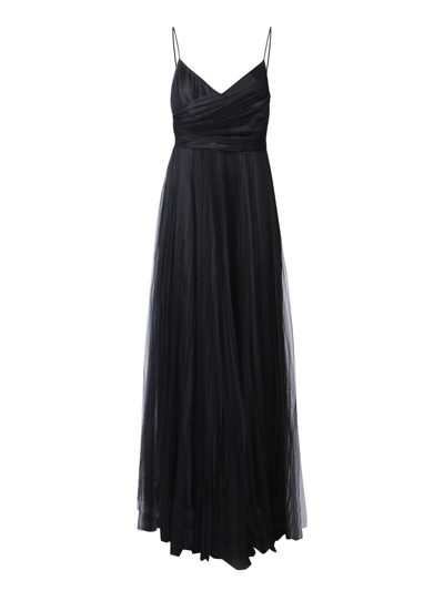 Shop Fabiana Filippi Pleated Tulle Long Black Dress By