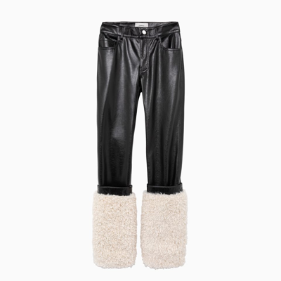 Shop Coperni Hybrid Faux Leather Pants In Black/off White