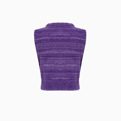 Shop Ganni Graphic Cropped Vest In Purple